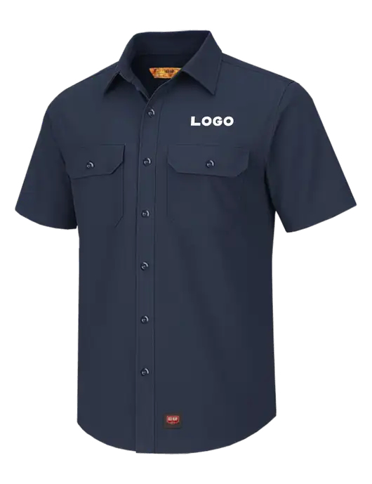 Red Kap Navy Short Sleeve Solid Ripstop Shirt w/Logo