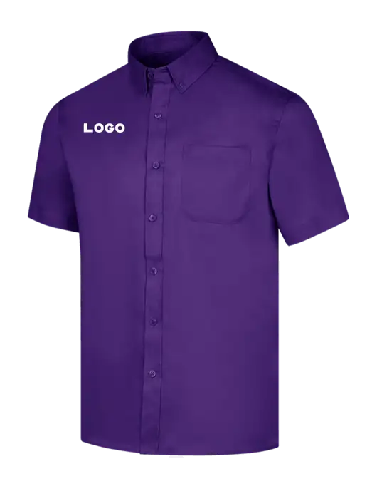 Short Sleeve Purple Superpro React Twill Shirt w/Logo