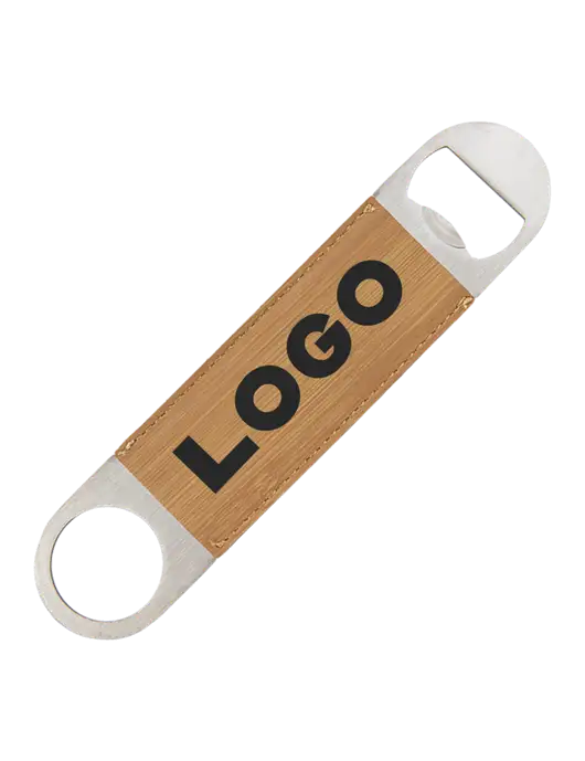 Bamboo Leatherette Bottle Opener w/Logo