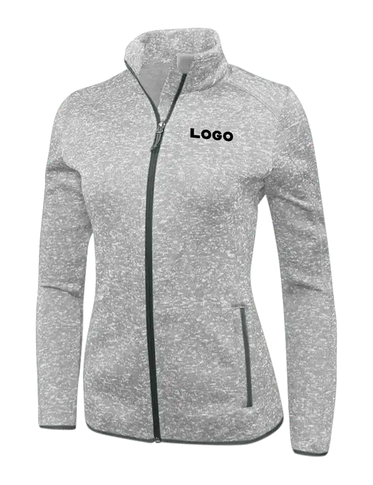 Grey Heather Womens Sweater Fleece Jacket w/Logo