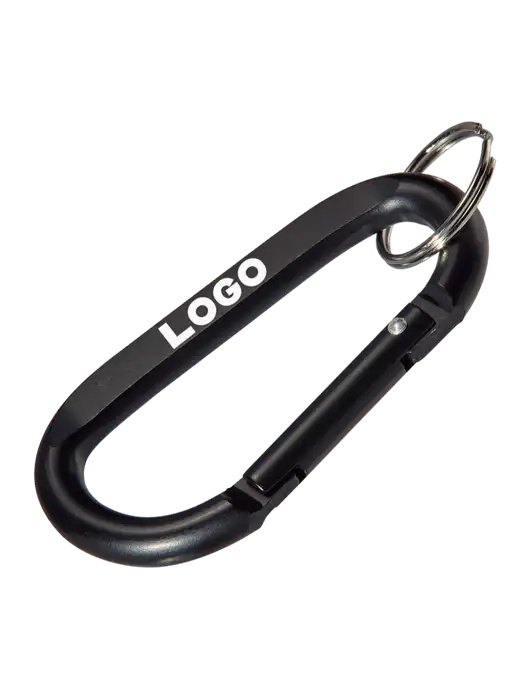 Black Carabiner & Key Ring w/Logo