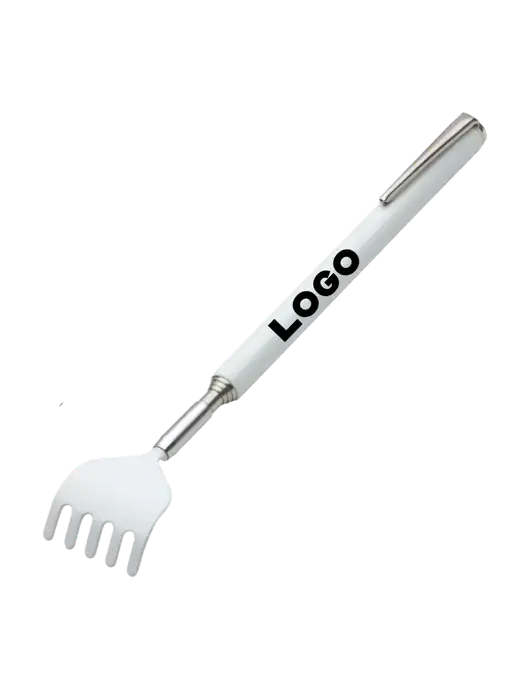Telescopic White Back Scratcher w/Logo