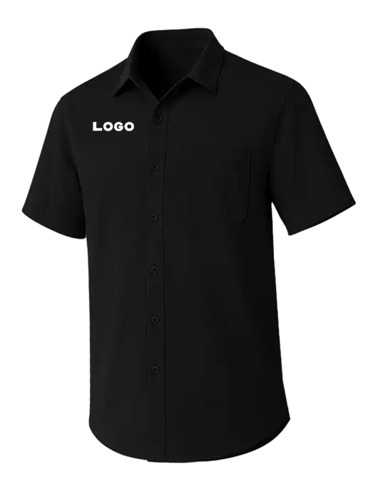 Black Short Sleeve UV Dockside Shirt w/Logo