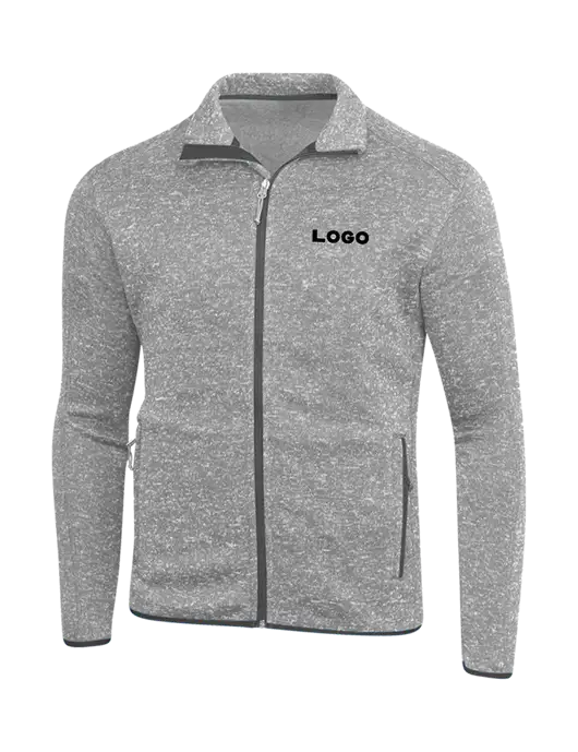 Grey Heather Sweater Fleece Jacket w/Logo