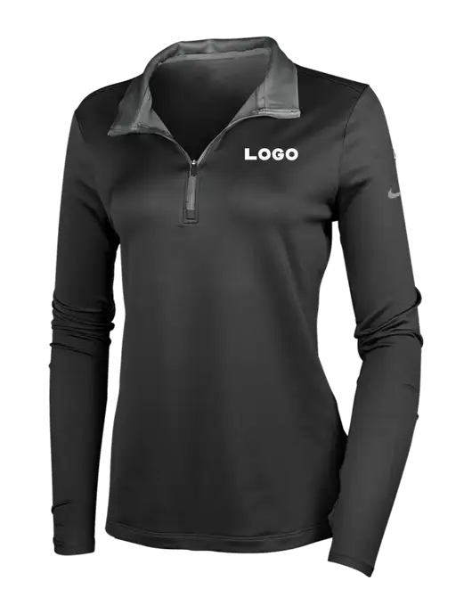 NIKE Black/Dark Grey Womens Dry-Fit Stretch 1/2 Zip Cover-Up w/Logo