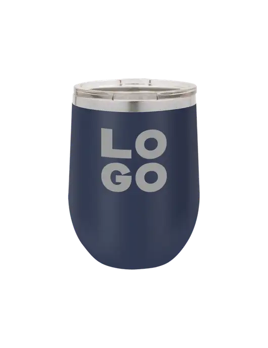 Polar Camel 12 oz Powder Coated Navy Vacuum Insulated Stemless Wine Tumbler w/Logo