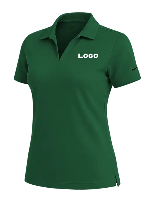 NIKE Dark Green Womens Dri-Fit Micro Pique Polo w/Logo