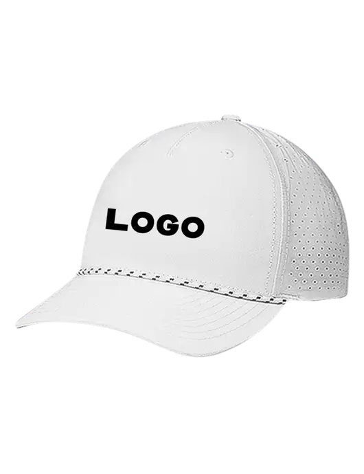 Richardson Laser Perf Performance White/White-Black Rope Cap w/Logo