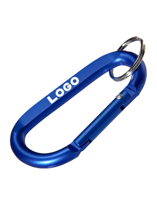 Blue Carabiner & Key Ring w/Logo