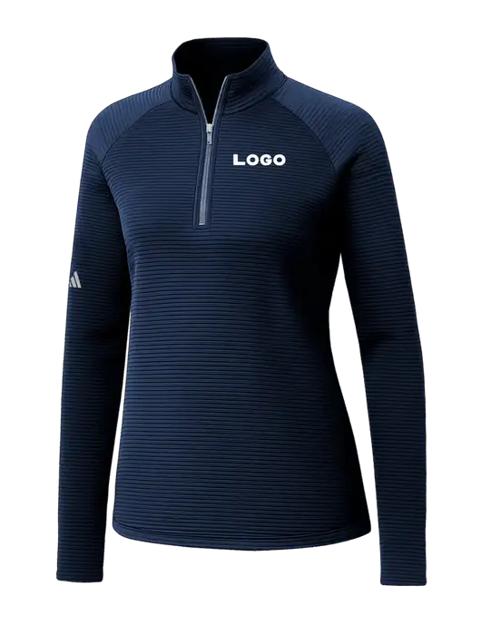 Adidas Womens Navy Spacer Quarter-Zip Pullover  w/Logo