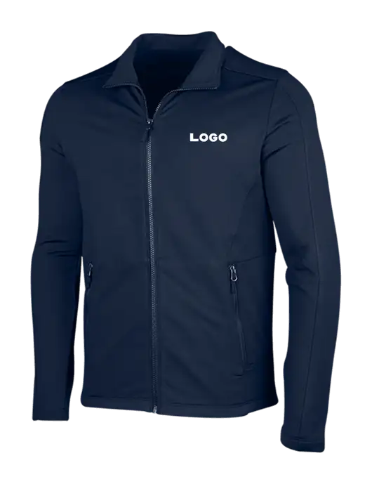 Navy Grid Fleece Jacket w/Logo