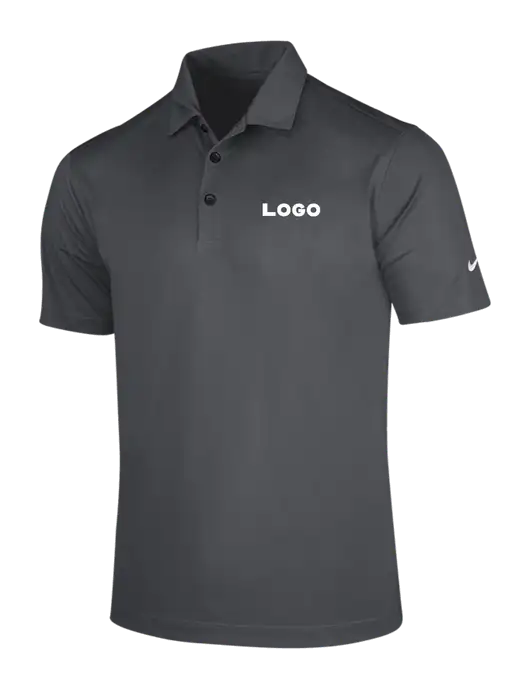 NIKE Dark Grey Dri-Fit Vertical Mesh Polo w/Logo