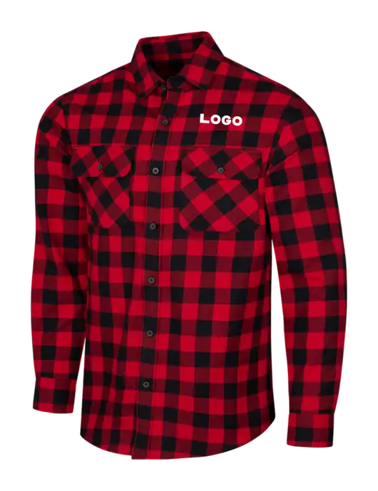 Red/Black Buffalo Check Plaid Flannel Shirt w/Logo