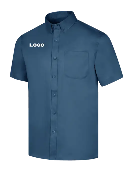 Short Sleeve Light Navy Superpro React Twill Shirt w/Logo