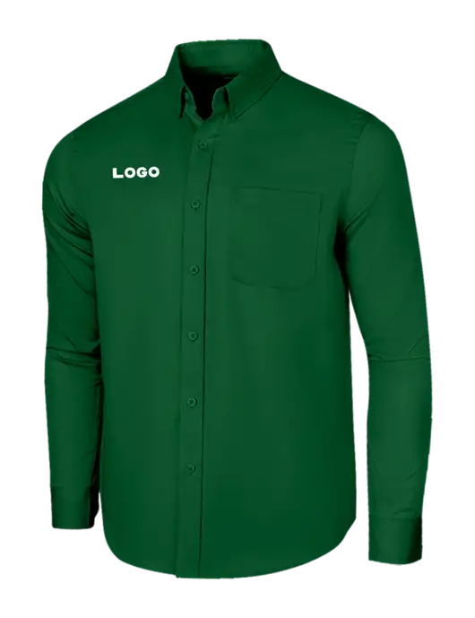 Long Sleeve Dark Green Superpro React Twill Shirt w/Logo