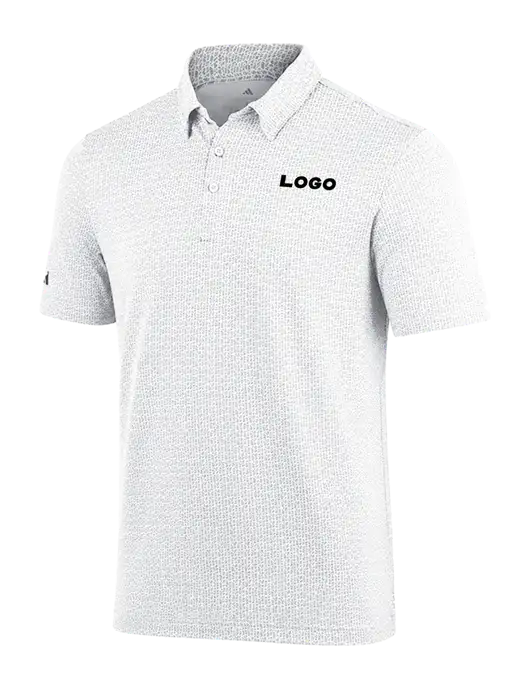 Adidas White Printed Blend Polo w/Logo