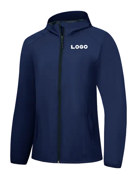 Womens Navy Essential Rain Jacket w/Logo