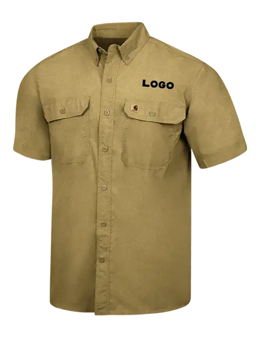 Carhartt Force Dark Tan Solid Short Sleeve Shirt w/Logo