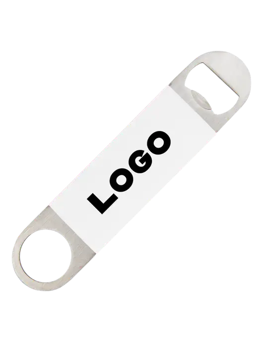 White Bottle Opener with Silicone Grip w/Logo