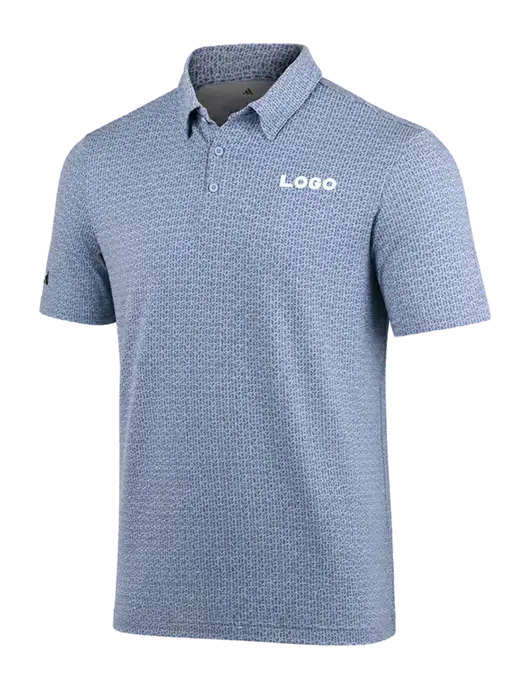 Adidas Light Blue Printed Blend Polo w/Logo