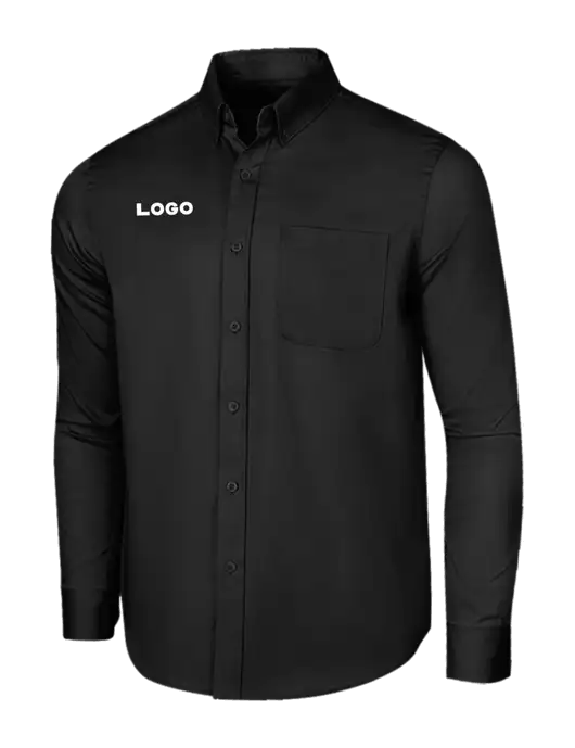Long Sleeve Deep Black Superpro React Twill Shirt w/Logo