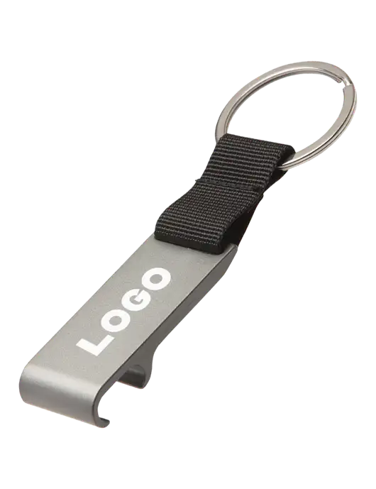 Gunmetal Bottle Opener & Key Ring w/Logo