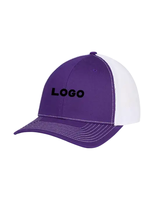 Richardson Adjustable Snapback Original 112 Trucker Cap Purple w/White Mesh w/Logo