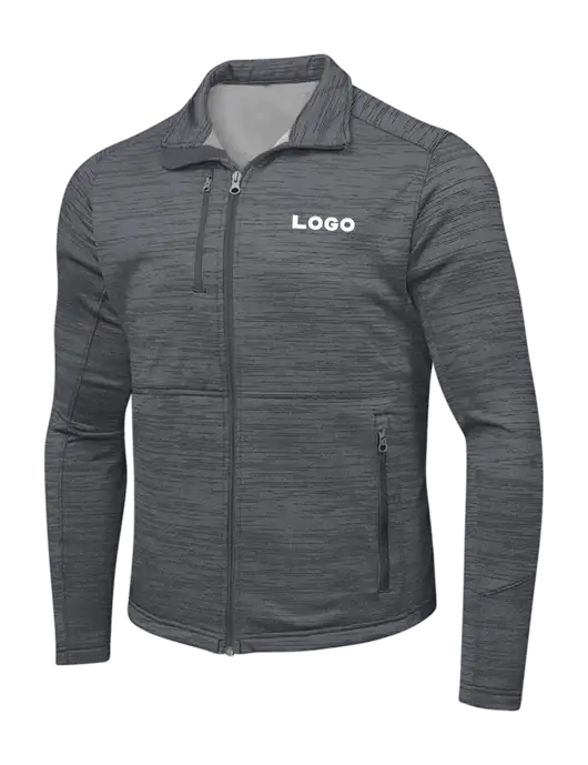 Medium Grey Digi Stripe Fleece Jacket w/Logo