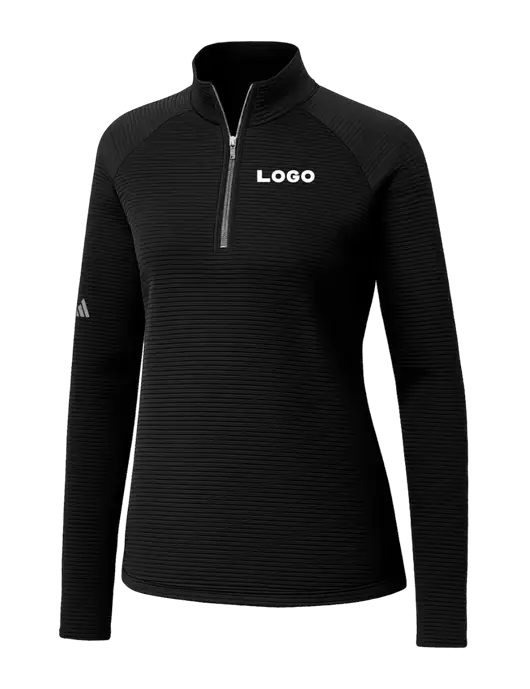 Adidas Womens Black Spacer Quarter-Zip Pullover  w/Logo
