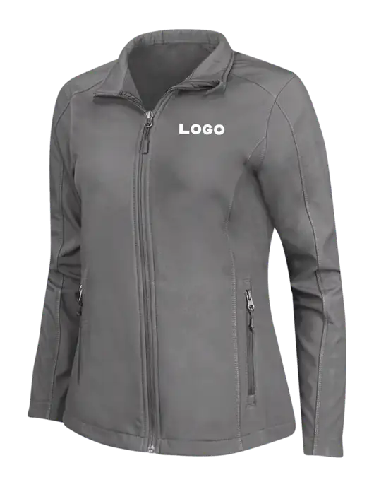 Medium Grey Womens Core Soft Shell Jacket w/Logo