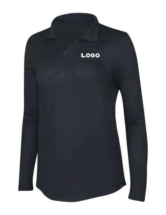 Black Triad Solid Womens Posicharge Tri-Blend Wicking 1/4 Zip Pullover w/Logo