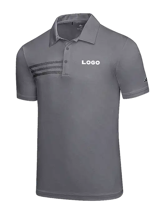 Adidas Medium Grey 3 Stripes Chest Polo w/Logo