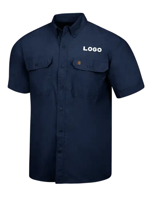 Carhartt Force Navy Solid Short Sleeve Shirt w/Logo