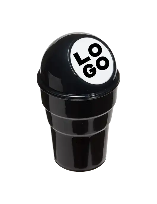 Black Car Cup Holder Trash Can w/Logo