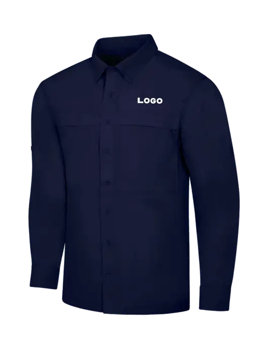 Navy Long Sleeve UV Daybreak Shirt w/Logo