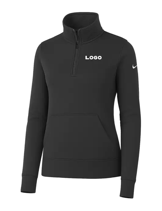 Nike Womens Dark Grey Club Fleece Sleeve Swoosh 1/2-Zip w/Logo
