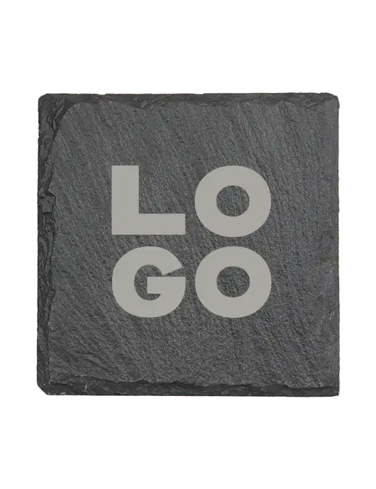 Square Slate Coaster, 4 x 4 w/Logo