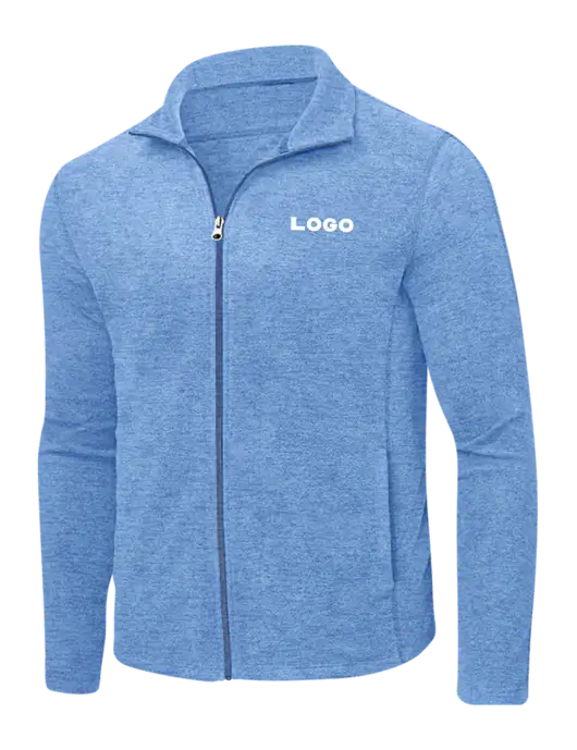 Light Royal Heather Microfleece Full-Zip Jacket w/Logo