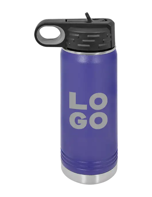 Polar Camel 20 oz Powder Coated Purple Vacuum Insulated Water Bottle w/Logo