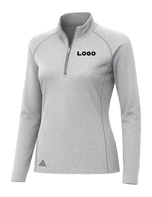 Adidas Womens Light Grey Heather Space Dyed Quarter-Zip Pullover  w/Logo