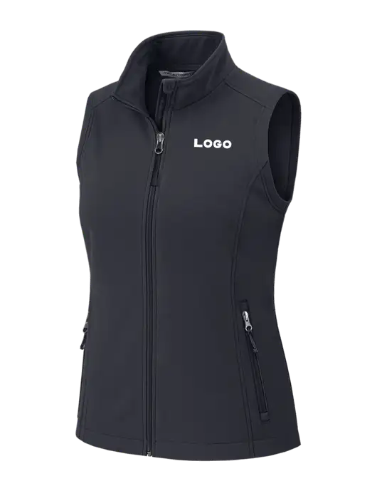 Charcoal Grey Womens Core Soft Shell Vest w/Logo