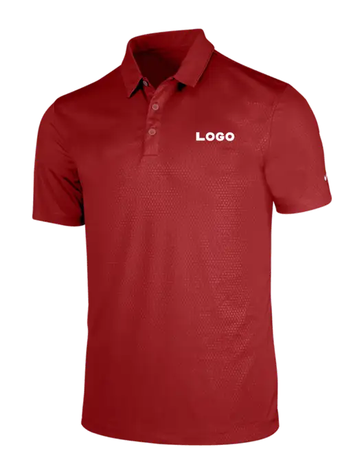 NIKE Red Dri-Fit Embossed Tri-Blade Polo w/Logo