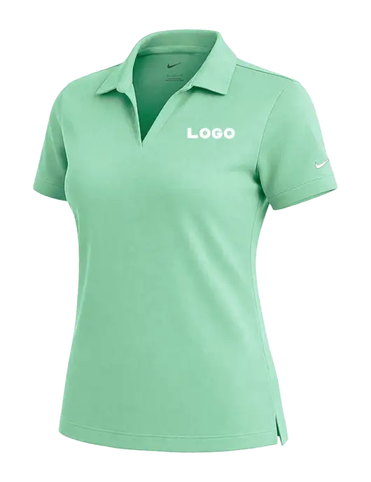 NIKE Very Light Green Womens Dri-Fit Micro Pique Polo w/Logo