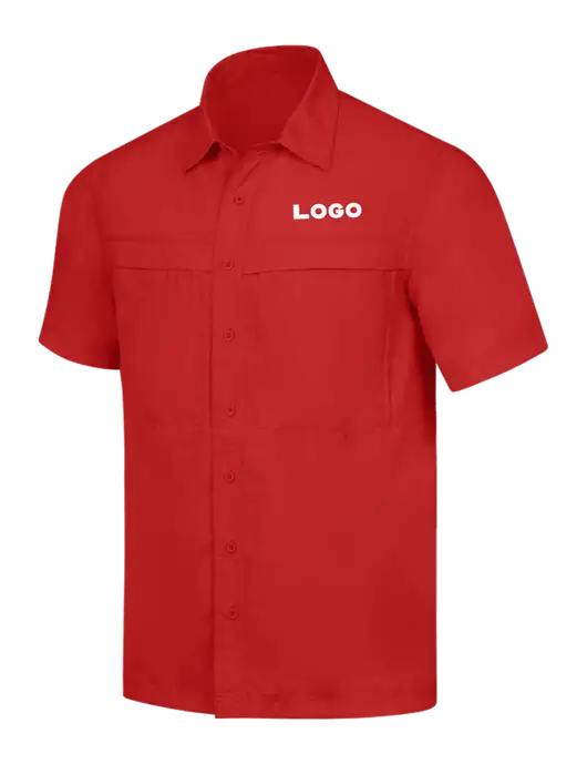 Red Short Sleeve UV Daybreak Shirt w/Logo