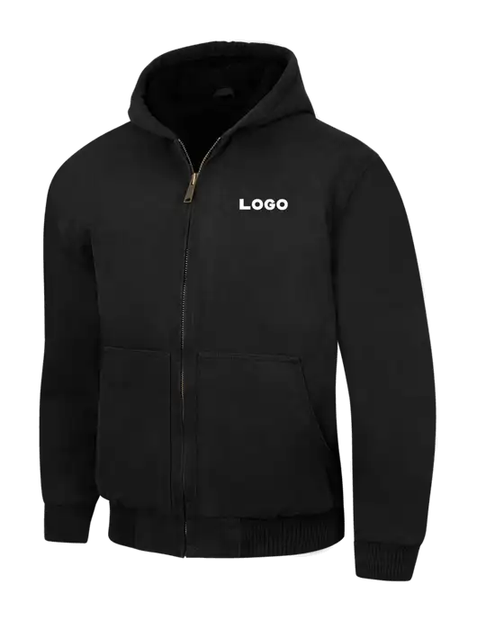 CornerStone Black Washed Duck Cloth Insulated Hooded Work Jacket w/Logo