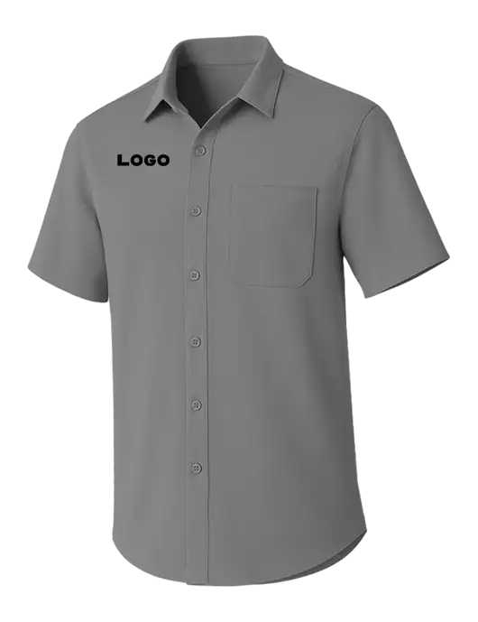 Light Grey Short Sleeve UV Dockside Shirt w/Logo