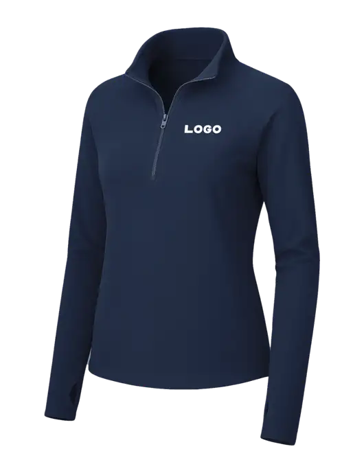 Womens Navy Microfleece 1/2 Zip Pullover w/Logo