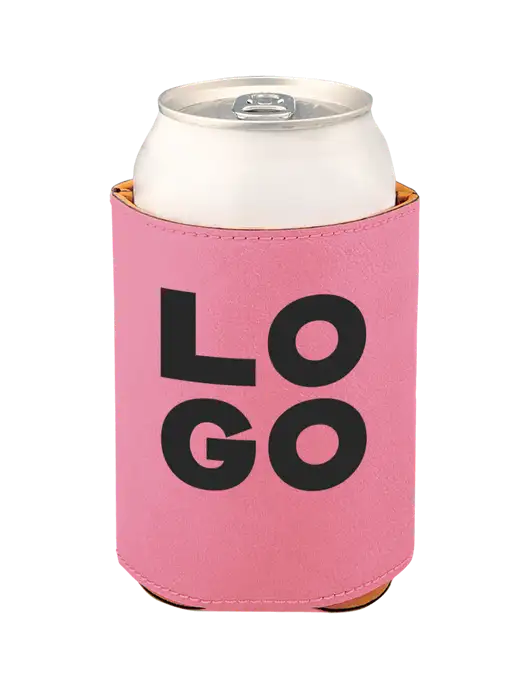 Pink Leatherette Beverage Holder w/Logo