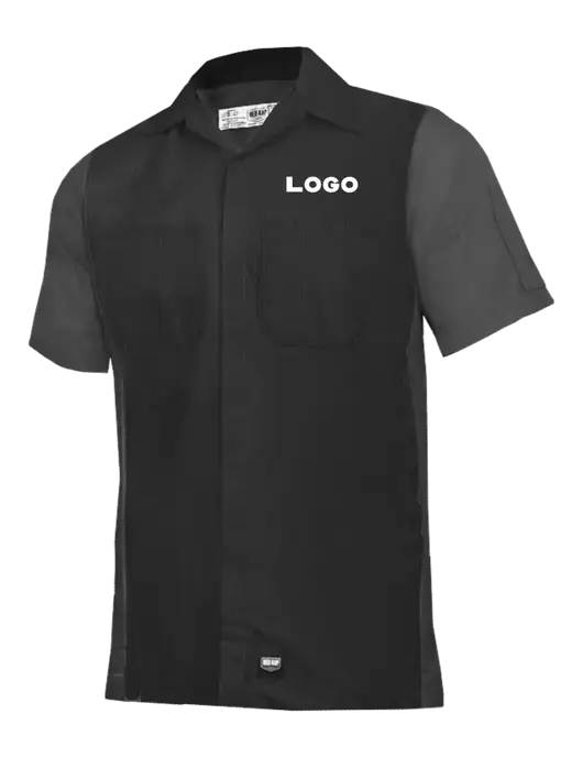Red Kap Black/Charcoal Short Sleeve Ripstop Crew Shirt w/Logo