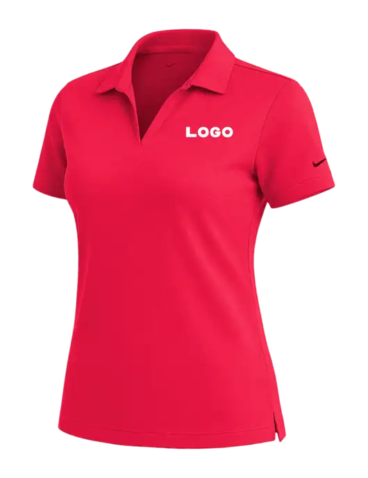 NIKE Red Womens Dri-Fit Micro Pique Polo w/Logo